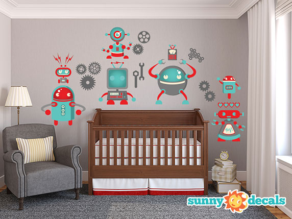 Robot Wall Decals for Boys